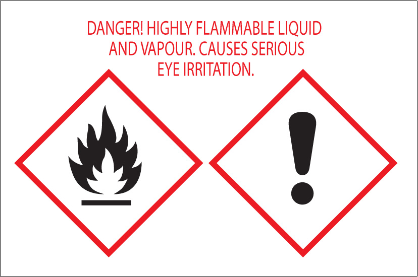 Flammable and irritating hazard pictograms.