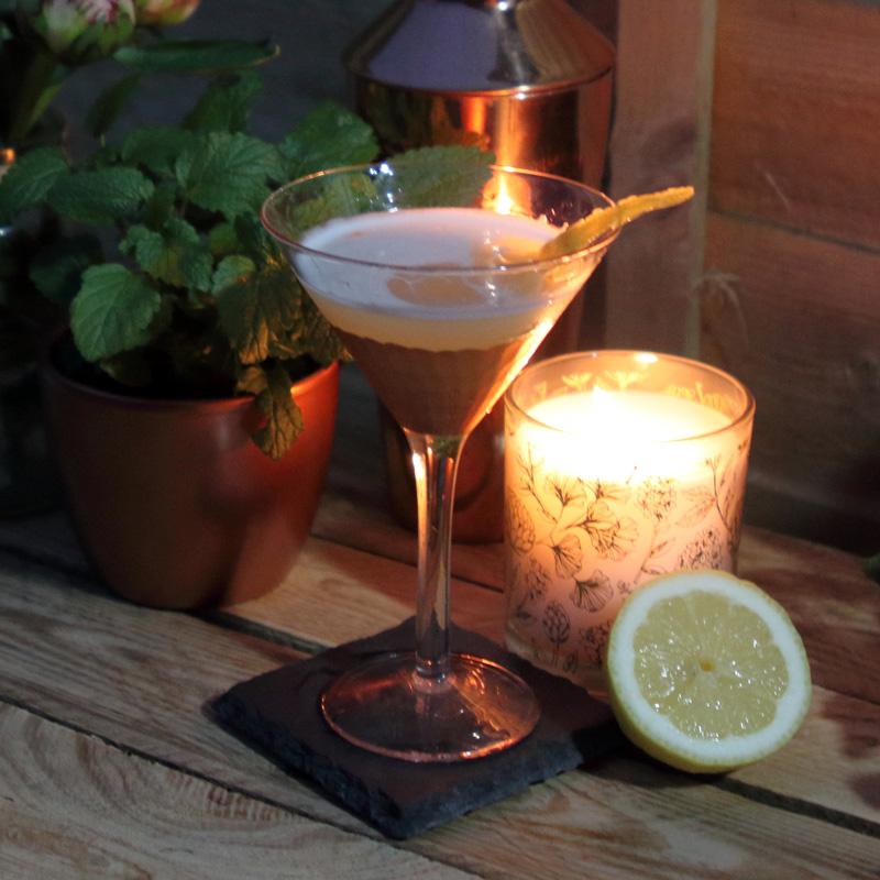 Slake Gin Bee's Knees cocktail in martini glass with lemon slip garnish