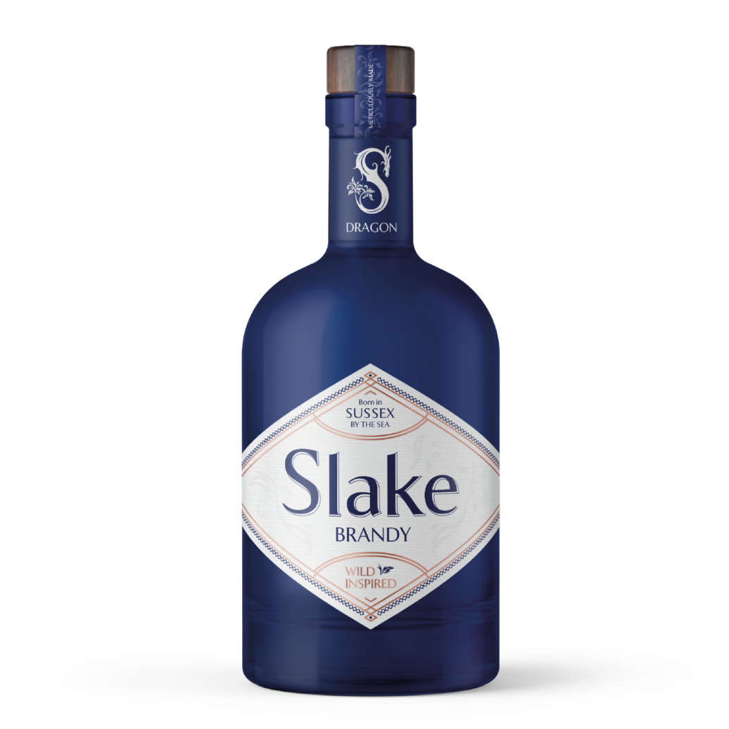 Slake Spirits Dragon Brandy blue bottle unwrapped coming soon